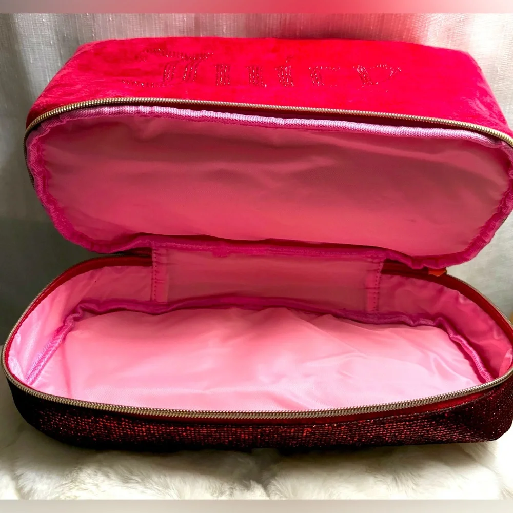 NEW Juicy Couture Red Felt Bling Cosmetics Bag